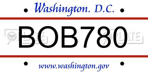 BOB780 District Of Columbia License Plate