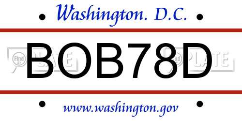 BOB78D District Of Columbia License Plate