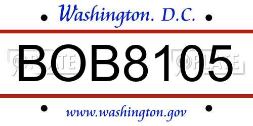 BOB8105 District Of Columbia License Plate