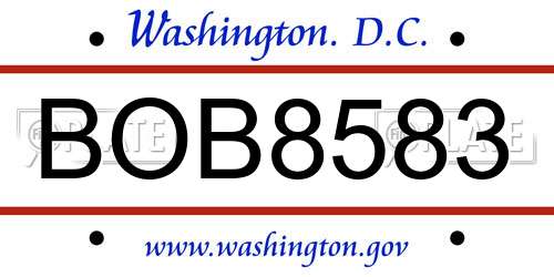 BOB8583 District Of Columbia License Plate