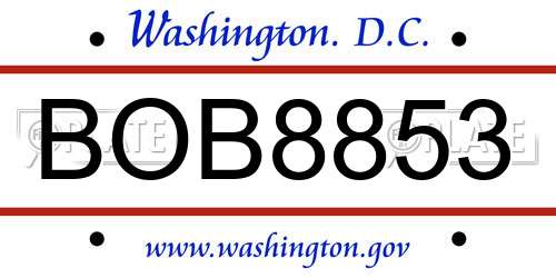 BOB8853 District Of Columbia License Plate