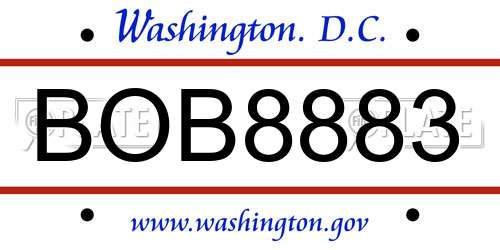 BOB8883 District Of Columbia License Plate