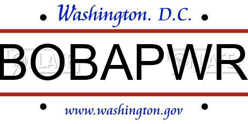 BOBAPWR District Of Columbia License Plate