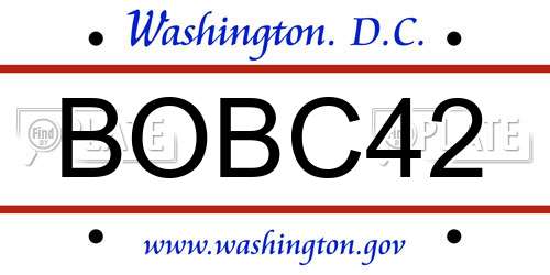 BOBC42 District Of Columbia License Plate