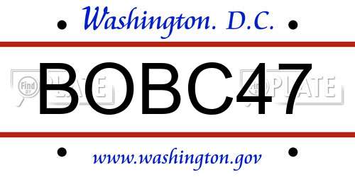 BOBC47 District Of Columbia License Plate