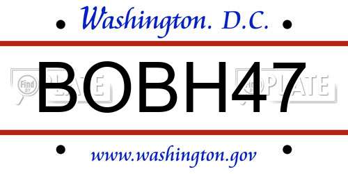 BOBH47 District Of Columbia License Plate