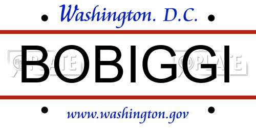 BOBIGGI District Of Columbia License Plate