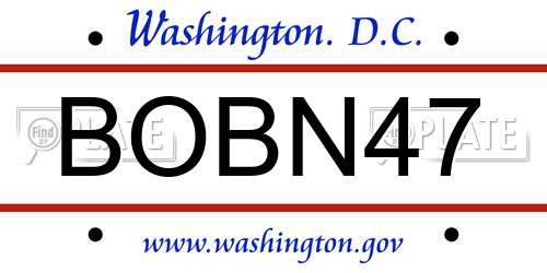 BOBN47 District Of Columbia License Plate