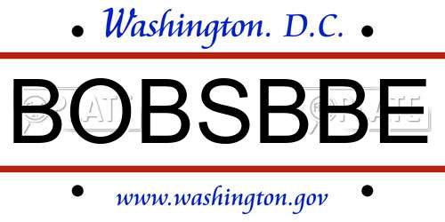 BOBSBBE District Of Columbia License Plate