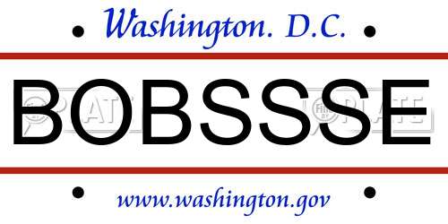 BOBSSSE District Of Columbia License Plate