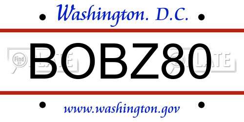 BOBZ80 District Of Columbia License Plate