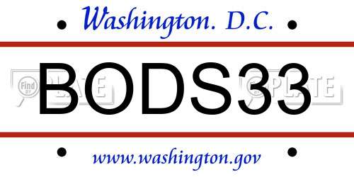 BODS33 District Of Columbia License Plate
