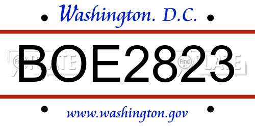 BOE2823 District Of Columbia License Plate