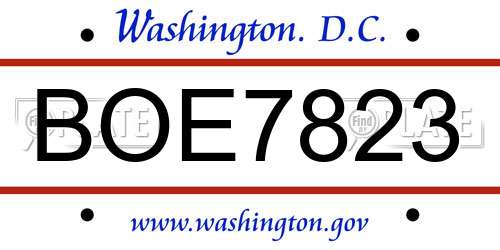 BOE7823 District Of Columbia License Plate