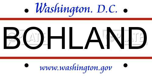 BOHLAND District Of Columbia License Plate