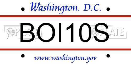 BOI10S District Of Columbia License Plate
