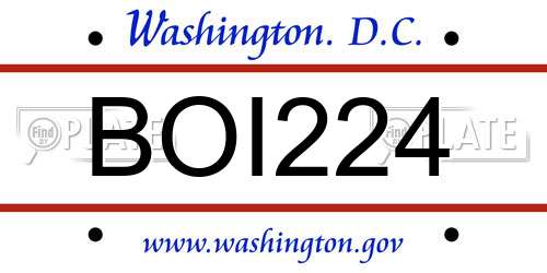 BOI224 District Of Columbia License Plate