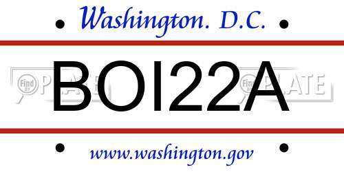 BOI22A District Of Columbia License Plate