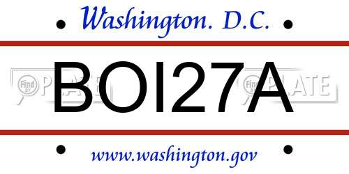 BOI27A District Of Columbia License Plate