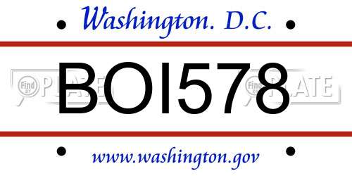 BOI578 District Of Columbia License Plate