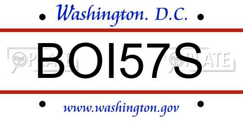 BOI57S District Of Columbia License Plate