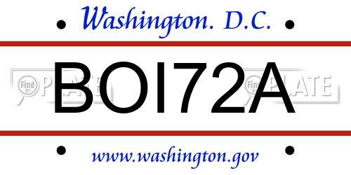 BOI72A District Of Columbia License Plate