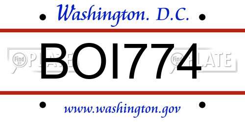 BOI774 District Of Columbia License Plate
