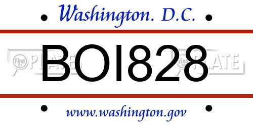 BOI828 District Of Columbia License Plate