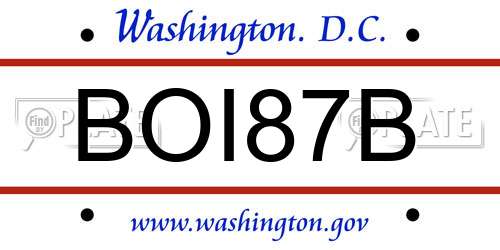 BOI87B District Of Columbia License Plate