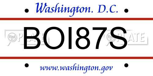 BOI87S District Of Columbia License Plate
