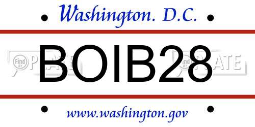 BOIB28 District Of Columbia License Plate
