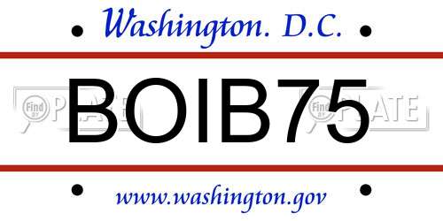 BOIB75 District Of Columbia License Plate