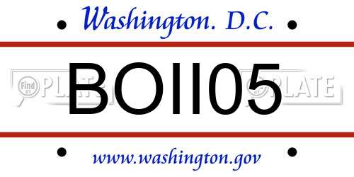 BOII05 District Of Columbia License Plate