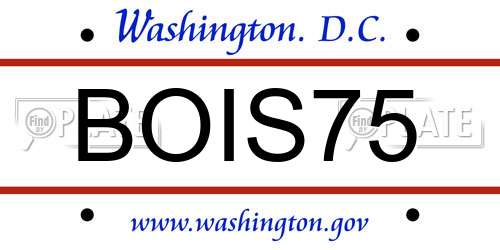 BOIS75 District Of Columbia License Plate