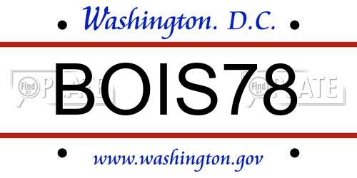 BOIS78 District Of Columbia License Plate