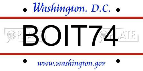 BOIT74 District Of Columbia License Plate