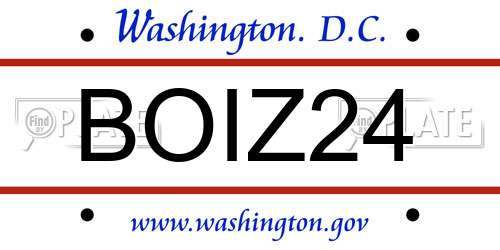 BOIZ24 District Of Columbia License Plate
