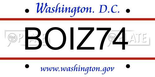 BOIZ74 District Of Columbia License Plate