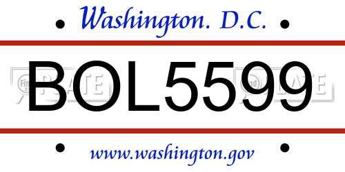 BOL5599 District Of Columbia License Plate