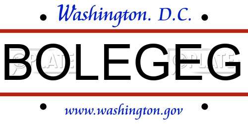 BOLEGEG District Of Columbia License Plate