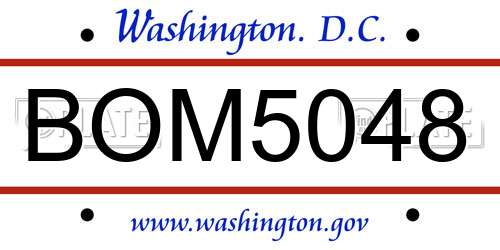 BOM5048 District Of Columbia License Plate