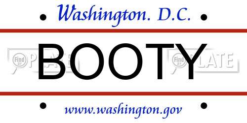 BOOTY District Of Columbia License Plate