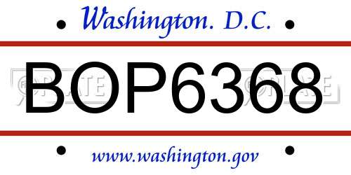 BOP6368 District Of Columbia License Plate