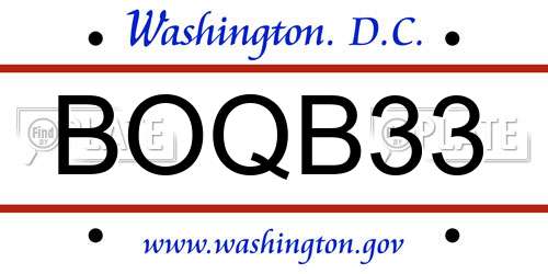 BOQB33 District Of Columbia License Plate