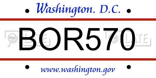 BOR570 District Of Columbia License Plate