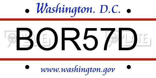BOR57D District Of Columbia License Plate