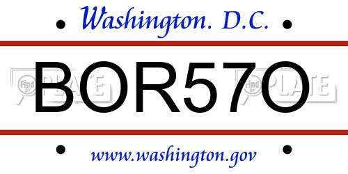 BOR57O District Of Columbia License Plate