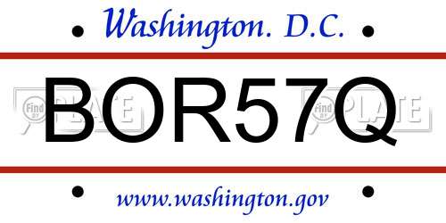 BOR57Q District Of Columbia License Plate
