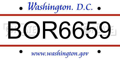BOR6659 District Of Columbia License Plate
