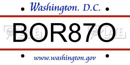 BOR87O District Of Columbia License Plate